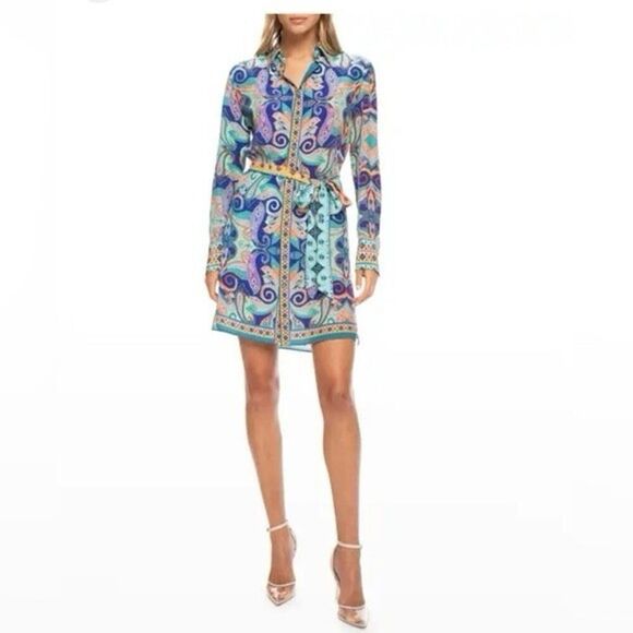 Robert Graham Charlotte Silk Paisley Shirt Dress S NWT Boho Luxe Resort Vibes - Picture 2 of 14